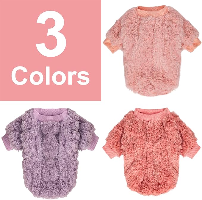 Dog Sweater, 3 Pack Dog Sweaters for Small Dogs or Cats, Girl or Boy, Warm Dog Clothes Shirt Coat for Winter Christmas (Pink, Purple, Rose Red, Medium)