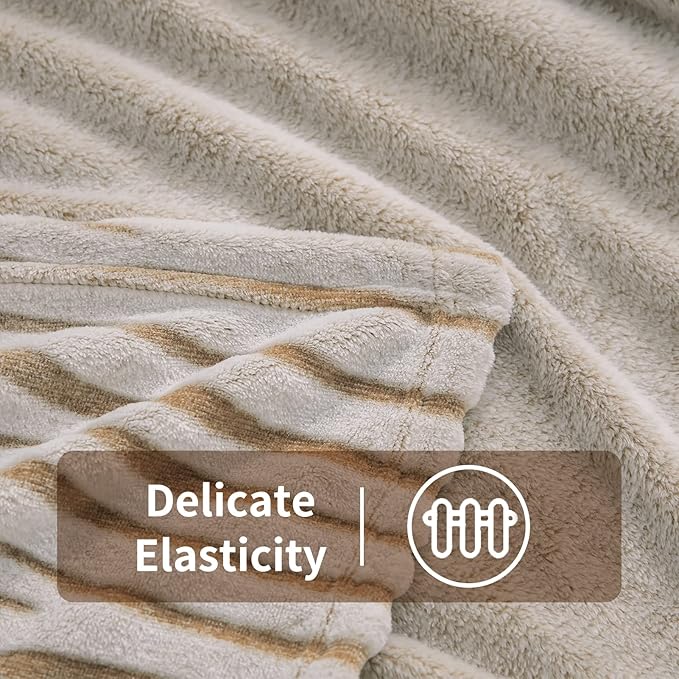 FY FIBER HOUSE Flannel Fleece Throw Blanket, Lightweight Cozy Plush Microfiber Bedspreads for Adults,90 by 108-Inch,Brown Zebra