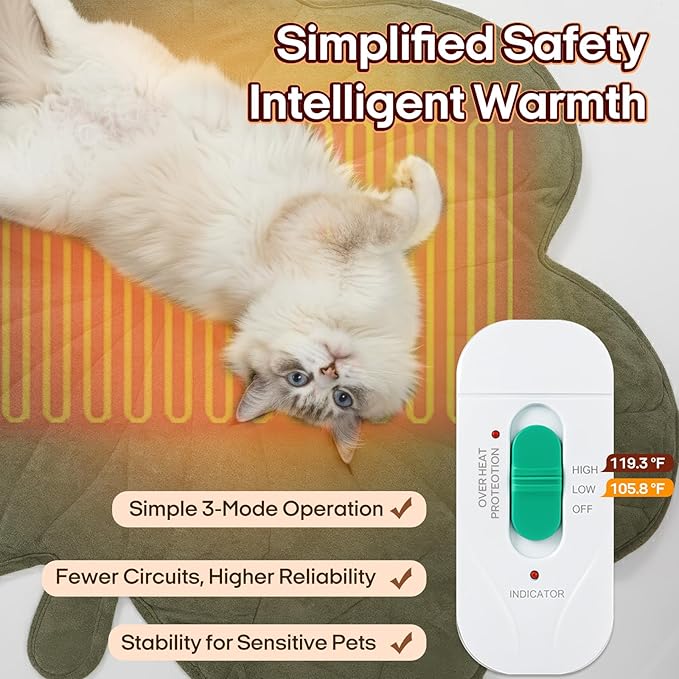 Green Clover Shaped Extra Large Dog Heating pad (57"x47"), Pet Heating Pad for Dogs and Cats, Waterproof, Adjustable Temperature, Safe & Machine Washable,for Indoor/Outdoor Use