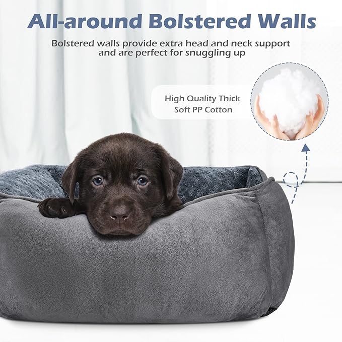 INVENHO Dog Bed Medium Size Dog, Orthopedic Warming Soft Calming Sleeping Puppy Bed Durable Pet Bed with Anti-Slip Bottom