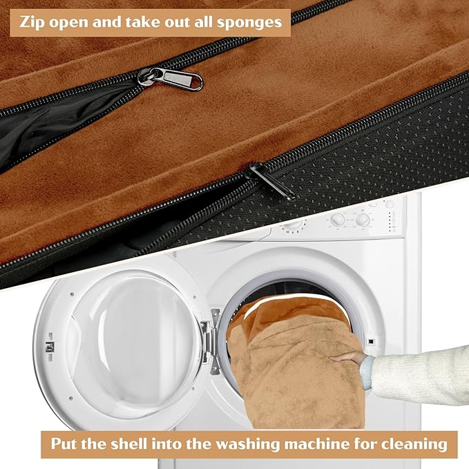 Comfort Expression Orthopedic Dog Bed for Medium Dogs 28x19 Inch, Waterproof Supportive Egg Crate Foam Medium Pet Bed with Removable Bolsters, Dog Couch with Washable Cover & Non-Slip Bottom, Orange