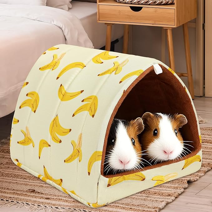 UPINS 2 Pack Guinea Pig Bed, Guinea Pig Hideout Washable Small Animal House Cage Accessories for Dwarf Rabbits Chinchillas Hamsters Hedgehogs Ferrets Bearded Dragons and Rats
