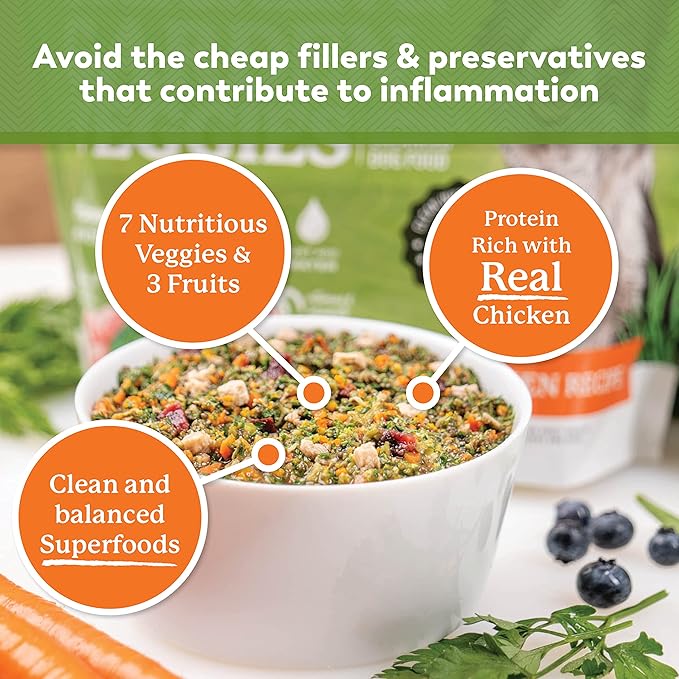 Dr. Harvey's Chicken & Garden Veggies Dog Food, Human Grade Grain-Free Dehydrated Food for Dogs with Freeze-Dried Chicken (5 Pounds)