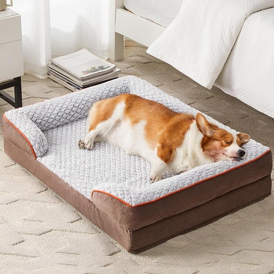 Orthopedic Dog Bed for Medium Dogs, Egg Crate Foam Bed for Medium Dogs, Equipped with Removable Waterproof Pillow Cover and Anti-Slip Bottom, Pet Bed