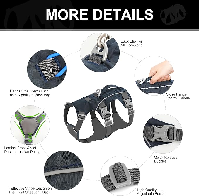 Escape Proof Dog Harness Small Sized Dog, Lightweight Full Body Pet Vest with Lift Handle & Leash Clip, Reflective Adjustable No Slip Dog Harness for Daily Walking(Red,Chest:16-27")