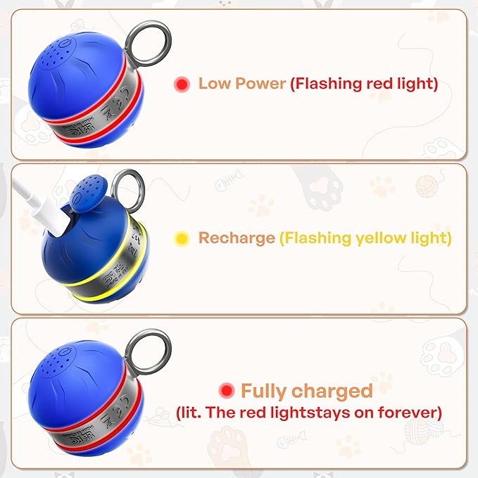 Speedy 2.0 Tail Interactive Cat Toys for Bored Indoor Adult Cats with 3 Tails,Automatic Cat Toy Ball Self Moving Chirping,Smart Kitten Rechargeable Cat Balls for Enrichment Exercise Essentials(Blue)