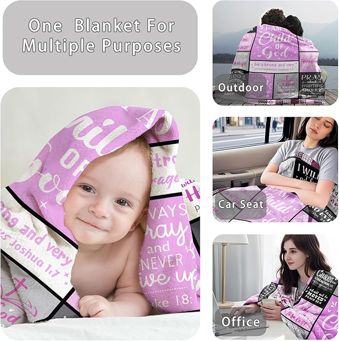 Christian Blanket Gifts for Women, Baptism Gifts for Girls, Inspirational Birthday Religious Catholic Spiritual Gift for Women, Bible Verse Throw Blanket 50"x40"