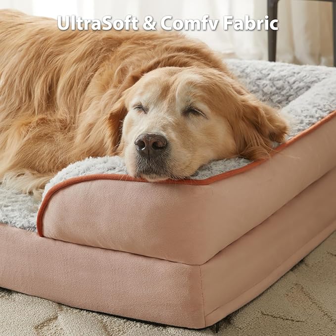 Orthopedic Dog Bed for Extra Large Dogs, Egg Crate Foam Bed for Extra Large Dogs, Equipped with Removable Waterproof Pillow Cover and Anti-Slip Bottom, Pet Bed
