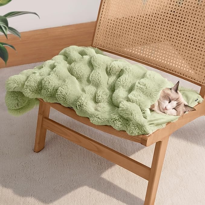 Dog Blanket Ultra Soft Fuzzy Faux Fur Cat Blankets for Indoor Cats Ultra Soft Plush Faux Fur Machine Washable Reversible Pet Throw Protector for Couch Furniture 39"X 30" Green