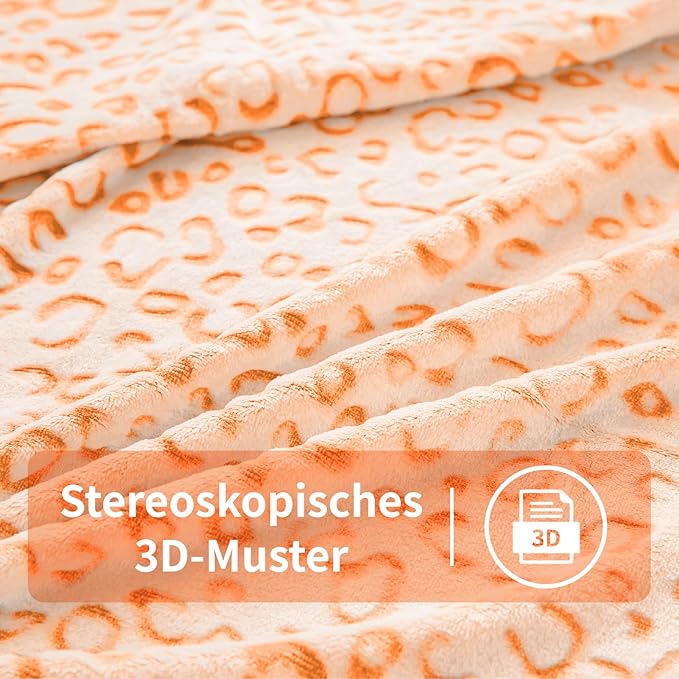 FY FIBER HOUSE Flannel Fleece Leopard Print Throw Blanket Super Soft Lightweight Fluffy Twin Blankets for Couch, 60"X80",Orange