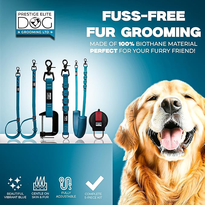 Prestige Elite - Set of 6 - Dog Groomers Helper Grooming Loops for Dogs Groomers - Adjustable Biothane Dog Grooming Loop, Belly Strap, Grooming Noose, Extension Strap & More - Dog Grooming Leash
