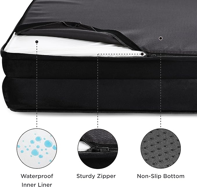 Bedsure XL Plus Orthopedic Dog Bed for Extra Large Dogs - Washable XLarge Dog Cat Bed Waterproof, Comfort Dogs Couch Sofa with Washable Removable Cover, Pet Bed with Nonskid Bottom, Black, 48"