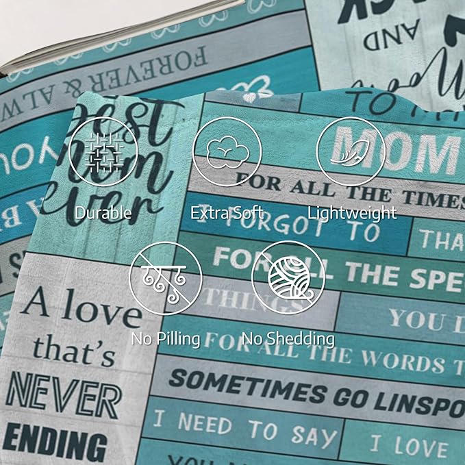 Best Mom Ever Mothers Day Throw Blanket, Super Soft Anti-Pilling Flannel Blankets,Best Gift for Mom, Happy Mothers Day Decor Indoor, Lightweight Fleece Blanket for Sofa Couch Bed 80”x60”