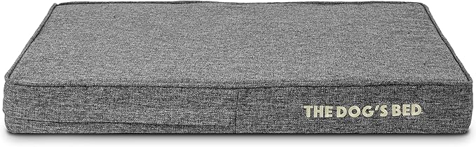 The Dog’s Bed Orthopedic Memory Foam Dog Bed, Medium Grey Poly-Linen, Pain Relief for Arthritis, Hip & Elbow Dysplasia, Post Surgery, Lameness, Supportive, Calming, Waterproof Washable Cover
