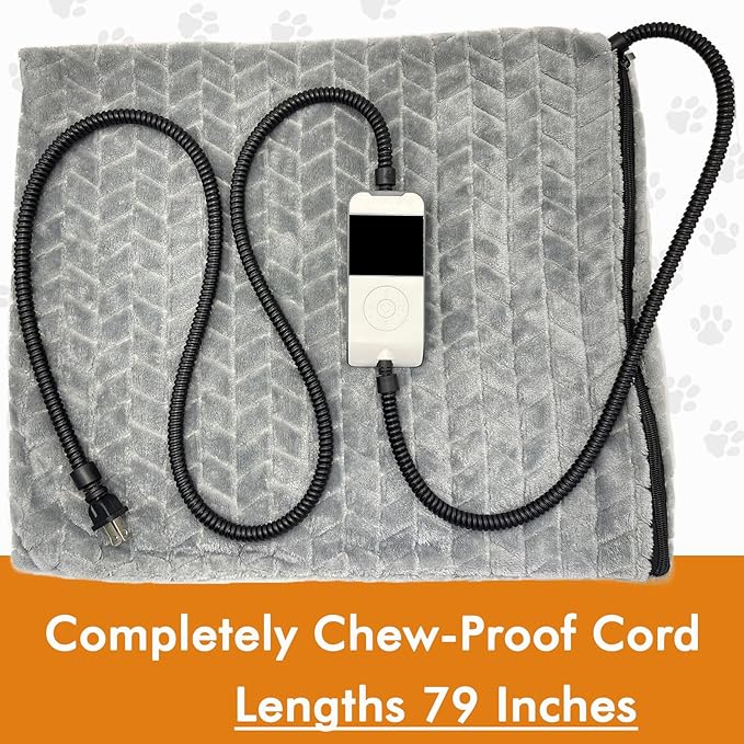 Heated Dog Bed, Completely Chew-Proof Cord Cat Heating Pad, Waterproof Adjustable Temperature Dog Heated Mat, Pet Heating Pad for Puppy Kitten, Electric Pads for Pregnant New Born Pet (M)