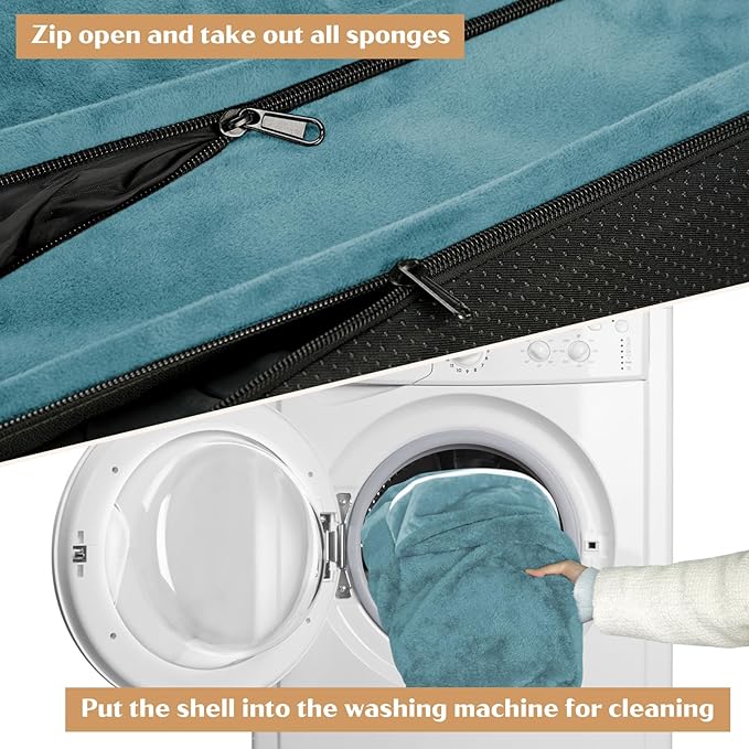 Comfort Expression Orthopedic Dog Bed for Medium Dogs 30x20 Inch, Waterproof Egg Crate Foam Medium Pet Bed with Removable Bolsters, Dog Couch with Washable Cover & Non-Slip Bottom, Washed Blue