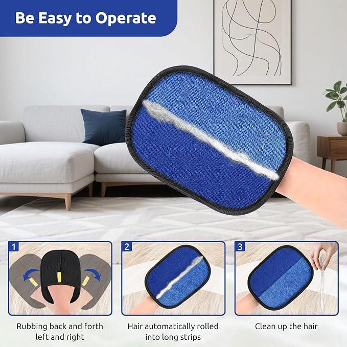 SAWMONG Pet Hair Removal Glove, 2Pcs Cat & Dog Reusable Pet Hair Remover Gloves 2025 New Upgrade, Grooming Pet Hair Remover Tool