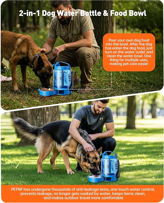 Portable Dog Water Bottle Bowl - 77 oz Travel Water Bowl Dispenser for Dogs Leak Proof, Suitable for Large Pet Drinking, A Must Have for Outdoor, Camping, Walking, Beach, Hunting Other Scenes （Blue）