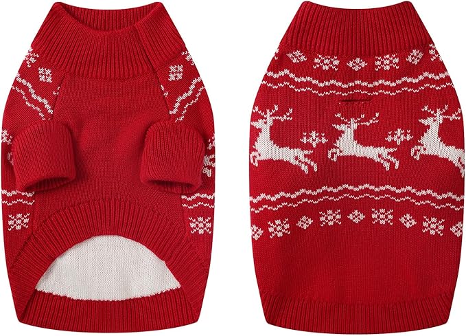 Christmas Dog Sweaters for Small Medium Large Dogs Classic Turtleneck Holiday Xmas Pet Clothes Cozy Stretchy Sweater for Chihuahua, Bulldog, Dachshund, Pug XX-Large