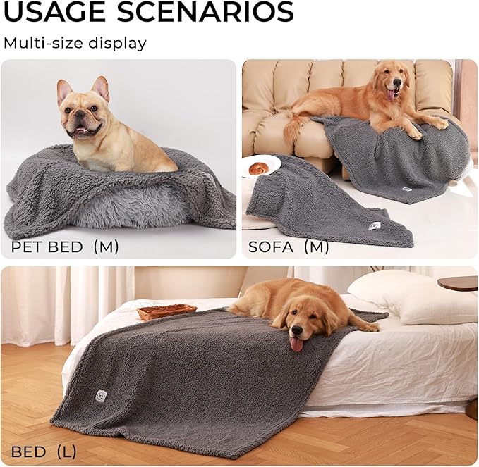 Luciphia Premium Fleece Pet Blanket for Small Medium Dogs Puppy Soft Sherpa Calming Cat Throw Blankets(Grey,41x31 inches)