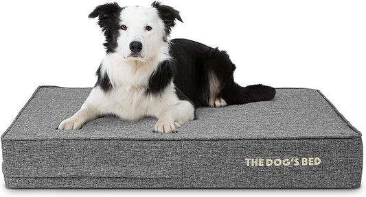 The Dog’s Bed Orthopedic Memory Foam Dog Bed, Large Grey Linen, Pain Relief for Arthritis, Hip & Elbow Dysplasia, Post Surgery, Lameness, Supportive, Calming, Waterproof Washable Cover