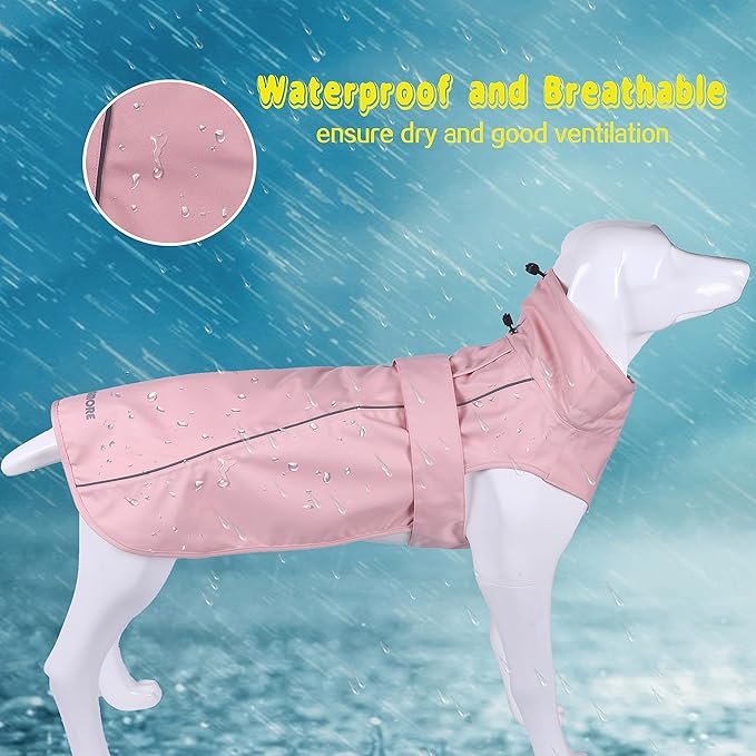 Adjustable Waterproof Dog Raincoat for Dogs,Lightweight Pet Rain Jacket Puppy Clothes with Reflective Strip for Small Medium Large Dogs (Pink, XXX-Large)
