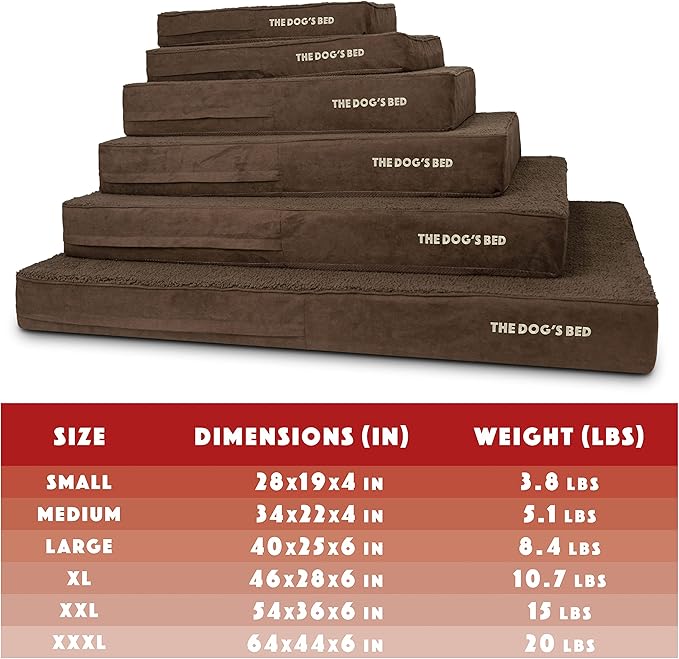 The Dog’s Bed Orthopedic Memory Foam Dog Bed, XXL Brown Plush, Pain Relief for Arthritis, Hip & Elbow Dysplasia, Post Surgery, Lameness, Supportive, Calming, Waterproof Washable Cover