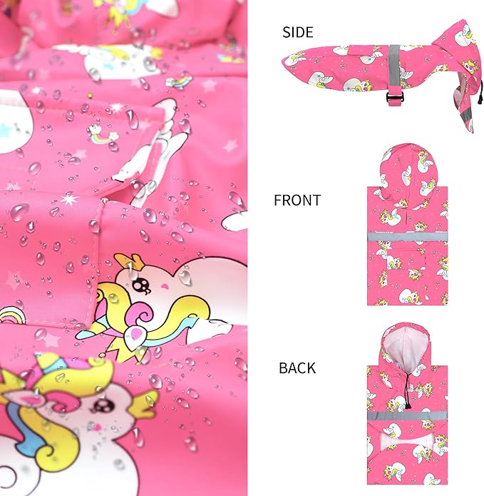 NACOCO Large Dog Raincoat Adjustable - Pet Water Proof Clothes Lightweight Rain Jacket Poncho Hoodies with Strip Reflective Pink (XL, Pink Unic)