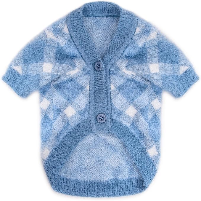 Dog Sweater, 2-3 Pack Warm Soft Pet Clothes for Puppy, Medium Large Cat, Girl or Boy, Shirt for Winter Christmas (Blue, Small)