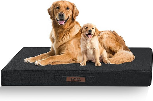 Sytopia 42" Indestructible Chew-Proof Dog Bed XL, Outdoor Waterproof Pet Bed for Extra Large Dogs, Washable, Orthopedic, Dog Crate Pad, Supports up to 100 lbs, Dark Gray