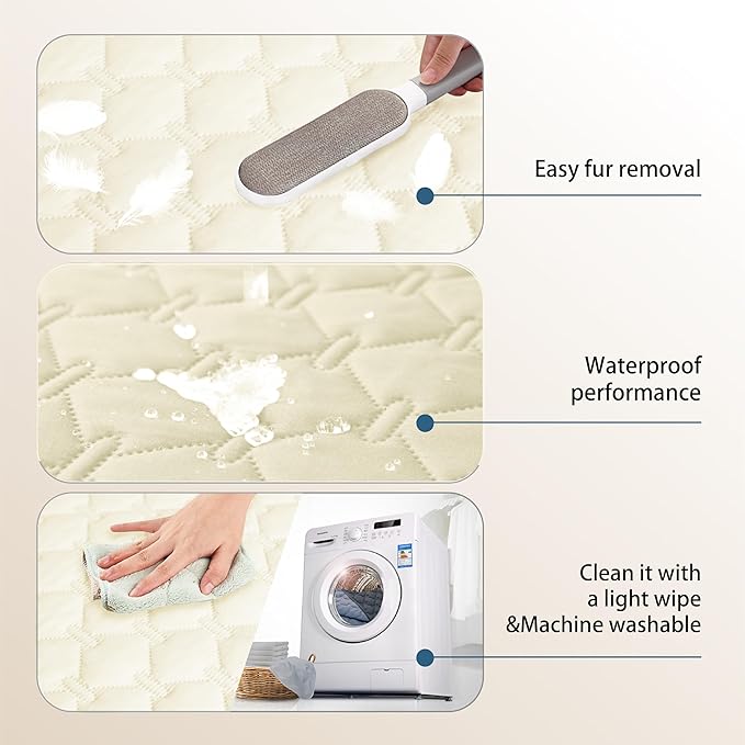 gogobunny 100% Double-Sided Waterproof Dog Bed Cover Pet Blanket Sofa Couch Furniture Protector for Puppy Large Dog Cat, Reversible (32x53 Inch (Pack of 1), Dark Cream/Light Cream)