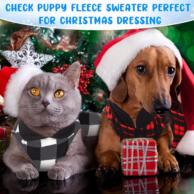 Reginary 10 Pack X-Large Dog Sweaters Fleece Pet Dog Clothes with Leash Ring Soft Warm Winter Puppy Plaid Shirt(Stylish)