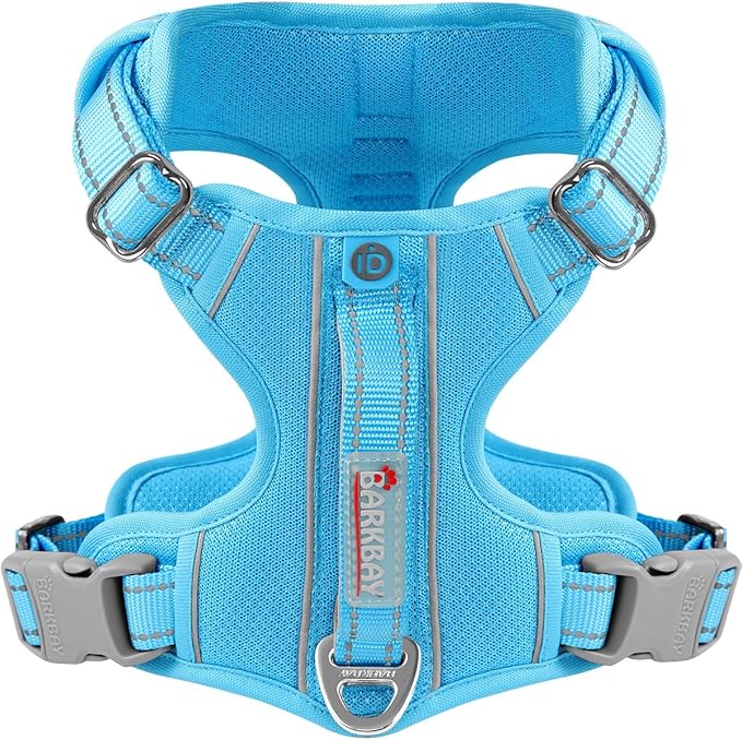 BARKBAY Dog Harness No Pull with ID Tag Pocket - Heavy Duty, Reflective, Easy Control for Large Dogs(Blue,XS)