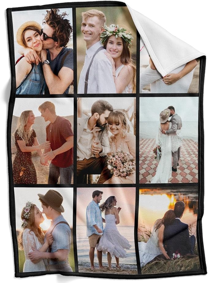 Custom Blanket with Photo, Personalized Photo Blanket, Customized Picture Blankets, Customizable Blankets, Personalized Anniversary Christmas Birthday Gifts for Women Men Her Him Couple