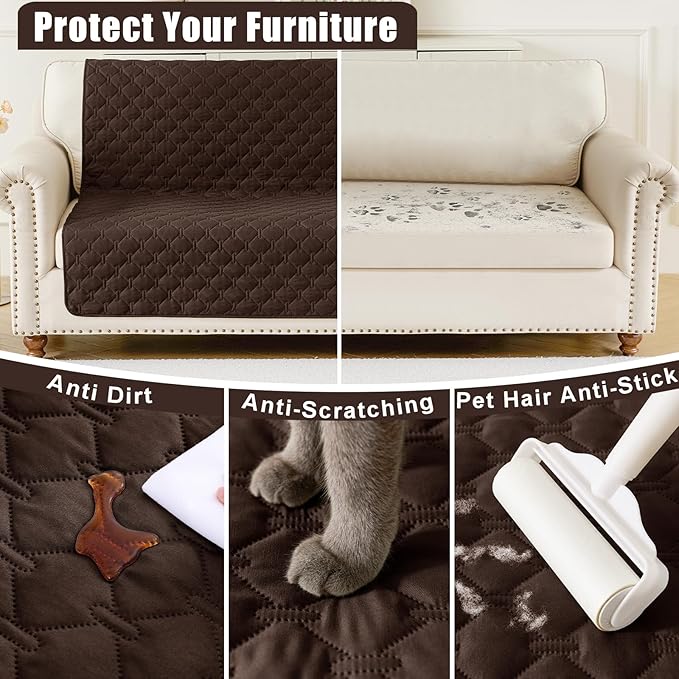 Smiry Waterproof Dog Bed Cover Blanket, Soft Reversible Pet Blanket, Washable Leakproof Cats Dogs Couch Cover for Sofa, Couch, Furniture (30x70 Inch, Chocolate/Dark Grey)