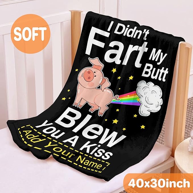 Custom Funny Pig Blanket Gift for Men Women, 40x50 Inches Soft Flannel Cozy Throws Blankets Funny Gift Idea for Adult Teen Kids Girls Boys Animals Pattern for Birthday Christmas Bed Sofa Couch
