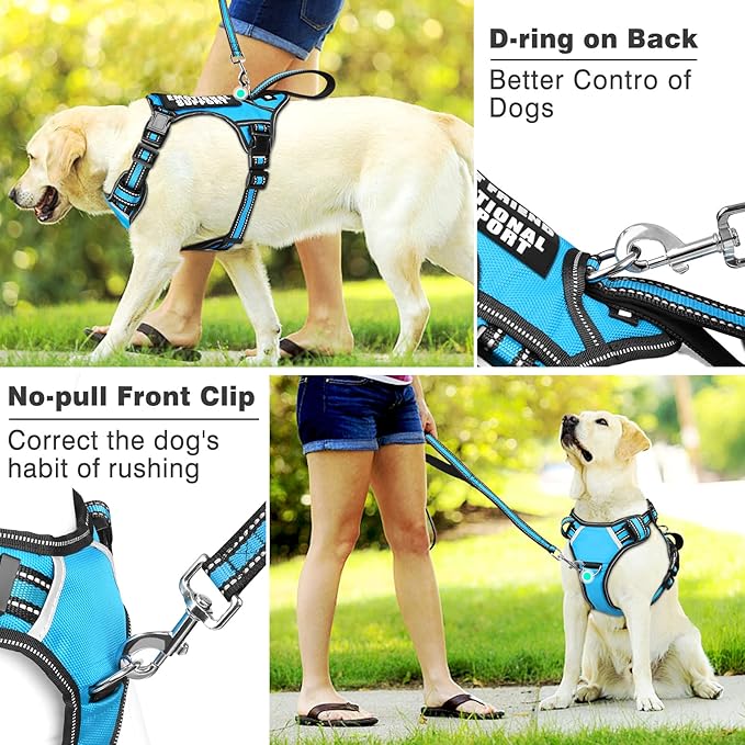 WINSEE Service Dog Vest No Pull Dog Harness with 7 Dog Patches, Reflective Pet Harness with Durable Soft Padded Handle for Puppies, Small, Medium, Large, and Extra-Large Dogs