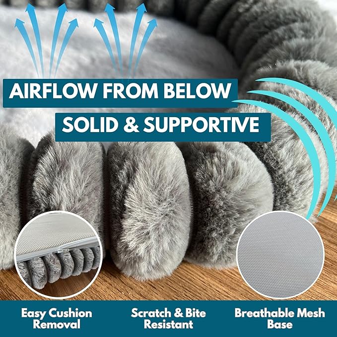 Cat Window Perch — Premium Cat Window Hammock with 4 Large Suction Cups & Soft Bubble Cushion; Strong Rustproof Metal Frame Window Bed Holding 40lbs; Easy Assembly Perch for Indoor Cats; Gray