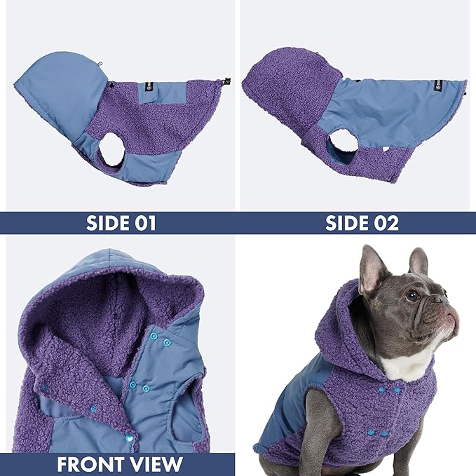 Spark Paws Reversible Dog Sweater, Sherpa Jacket Vest with Warm Fleece Lining, Warm Coat for Winter, Suitable for Small Medium, Large, XL XXL Dogs - Purple and Navy Blue - 4XL