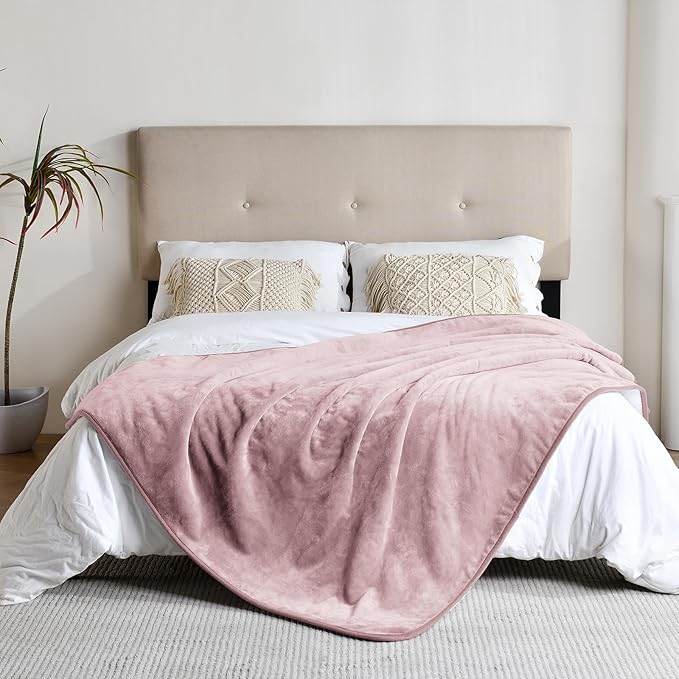 Waterproof Blanket for Bed Couch Sofa, Soft Liquid Pee Proof Pet Blanket for Dog Puppy Cat, Reversible Sherpa Fleece Furniture Protector (Dusty Pink, 50x60 inches)