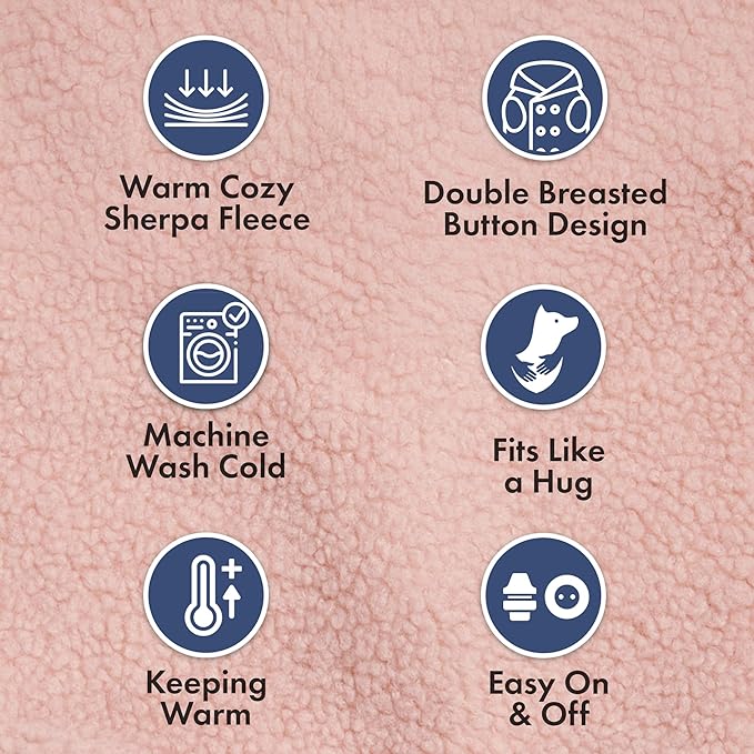 Spark Paws Teddy Dog Sweater, Sherpa Jacket Vest with Warm Fleece Lining, Winter Coat Suitable for Small Medium Large XL XXL Breeds - Pink - 3XL