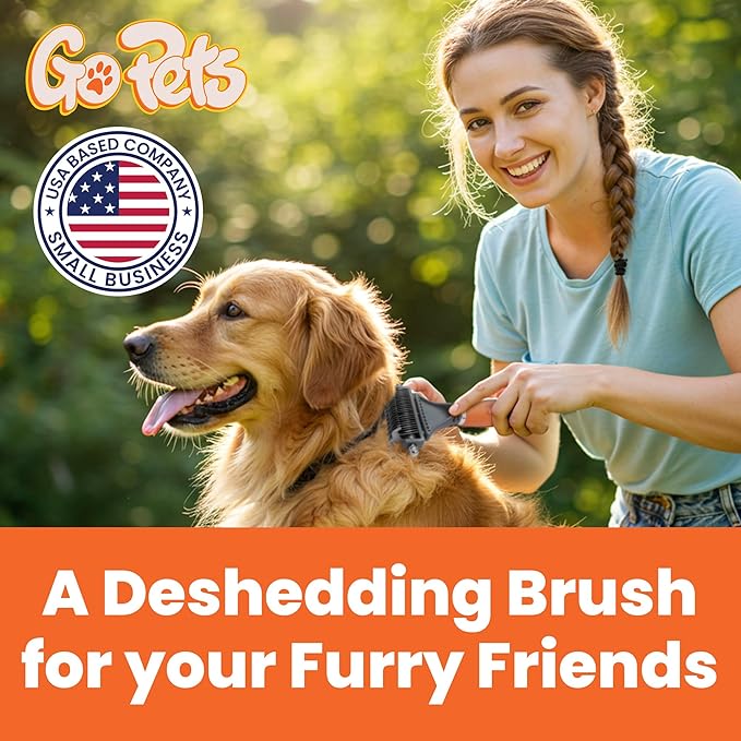 GoPets Double-Sided Dematting Tool & Deshedding Brush for Dogs & Cats, Pet Friendly Undercoat Rake for Shedding, Mat Remover for Long & Thick Coats, Dog Comb for Grooming, Cat Hair Detangler