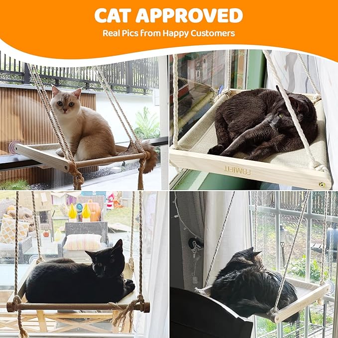 Cat Window Perch, Easy to Assemble Hammock for Window, Indoor/Outdoor Cat Seat/Bed Supports 40 lbs (Drilling-Free), 1 Pack