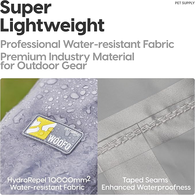 Slip-On Dog Rain Poncho, Quick&Easy to Wear Dog Raincoat, Unrestricted, Super Lightweight&Waterproof Rain Jacket for All Breeds, Adjustable and Reflective (Yellow, 2XL)