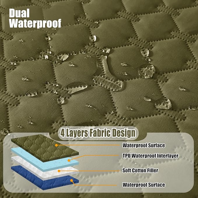 Smiry Waterproof Dog Bed Cover Blanket, Soft Reversible Pet Blanket, Washable Leakproof Cats Dogs Couch Cover for Sofa, Couch, Furniture (82x102 Inch, Green/Navy)