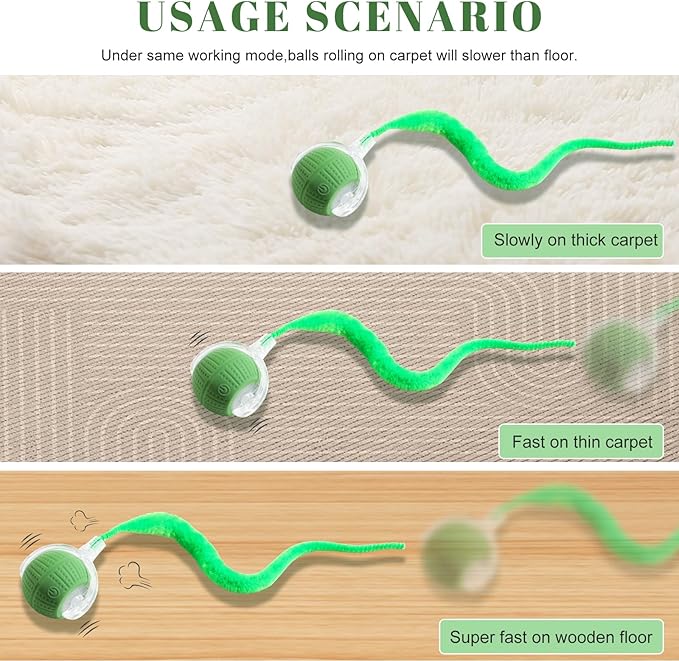 NVTED 2 PCS Interactive Cat Toys for Indoor Cats, Fast Rolling on Carpet Flash and Motion Activated Cat Balls for Bored Indoor Cats