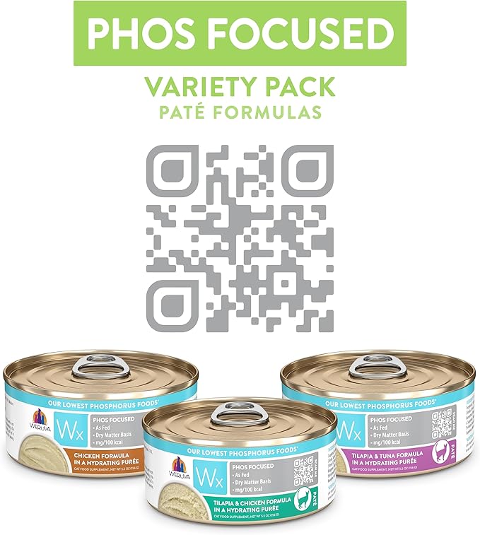 Weruva Wx Phos Focused Pate Formulas 5.5oz Can Variety Pack, Pack of 12