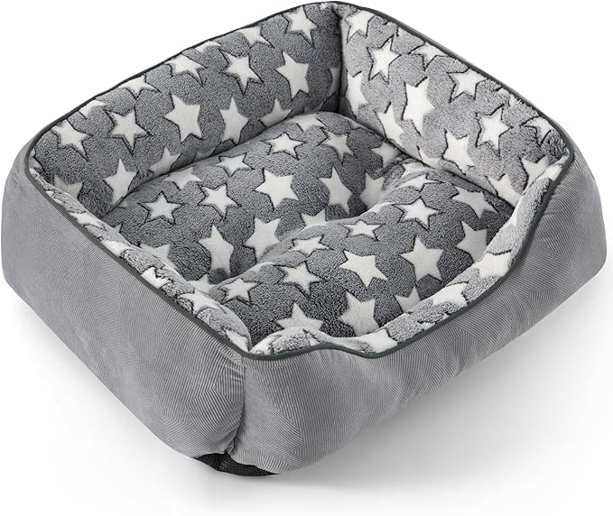 SIWA MARY Rectangle Dog Bed for Small Medium Dogs, Calming Dog Bed Medium Size Dog, Orthopedic Dog Sofa Bed, Warming Soft Calming Sleeping Puppy Bed, Pet Bed with Anti-Slip Bottom, S Plus(25"x21"x8")
