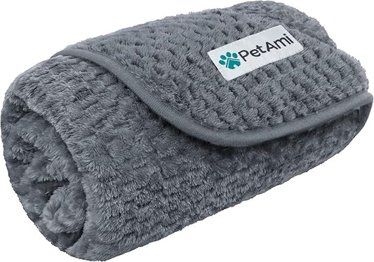 PetAmi Waterproof Dog Blanket, Leakproof Puppy Blanket for Small Medium Dogs, Furniture Sofa Couch Cover Protector, Fleece Pet Throw for Indoor Cat Kitten, Reversible Washable Soft Plush, 29x40 Gray