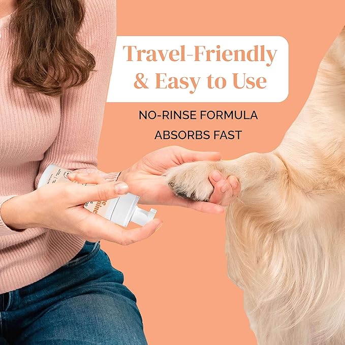 Foam Dog Paw Cleaner - 8.4 Fl Oz of Alcohol Free Foaming Paw Sanitizer Spritz - Made with Coconut, Aloe, Copaiba Oil, and Lemongrass Oil to Nourish and Clean Paws - Made in The USA